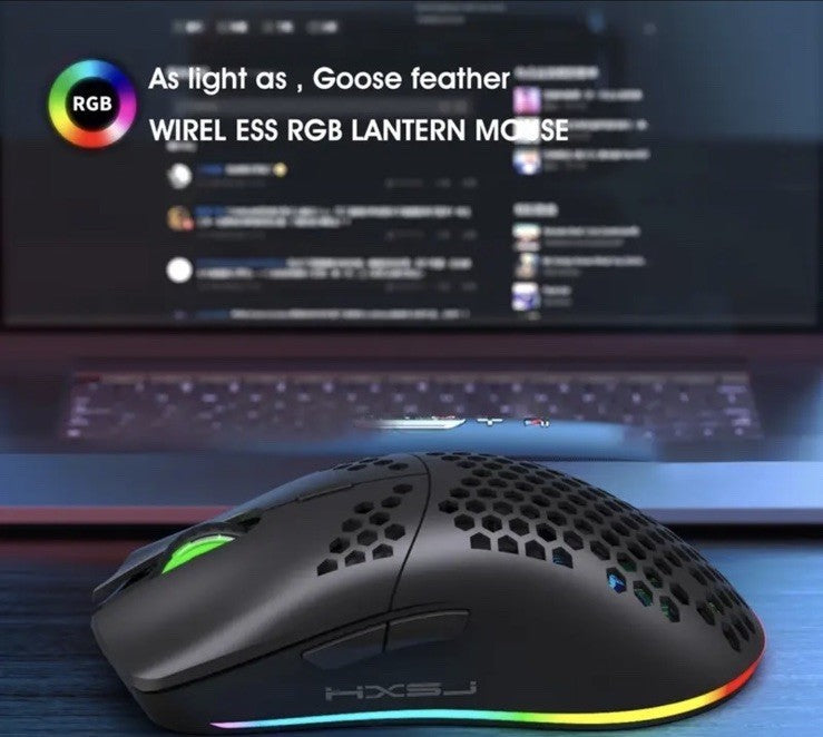 HXSJ T66 2.4G Wireless Honeycomb Gaming Mouse With RGB Lighting